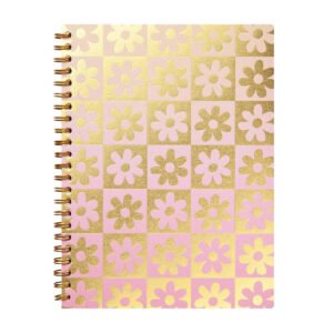 Daisy Checkerboard Spiral Notebook – Metallic Foil Cover