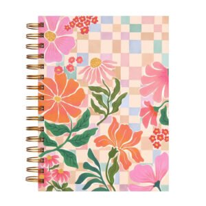 Floral Checkerboard Spiral Journal – Hardcover, 320 Pages