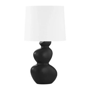 Kingsley 28" Table Lamp, Aged Brass/Ceramic Satin Black Finish
