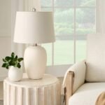 23" Off-White Natural Ceramic Urn Table Lamp
