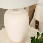 23" Off-White Natural Ceramic Urn Table Lamp - Image 4