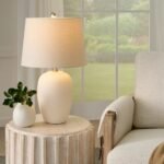 23" Off-White Natural Ceramic Urn Table Lamp - Image 3